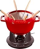 STAUB Fondue Set mit 6 Gabeln, Gusseisen, 20 cm, 2,3 l, Geeignet für...