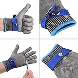 SatcOp Stichfeste Handschuhe, Baumwollgrau + Blaue Baumwollhandschuhe mit...