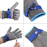 Akozon Schnittfester Metzgerhandschuh aus Edelstahldraht und Metallgeflecht...