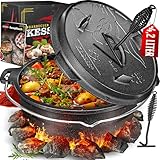 KESSER® Dutch Oven Set BBQ 4,2 Liter, Feuertopf Schmortopf mit Füßen,...