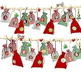Adventskalender zum Befüllen, Weihnachtskalender Stoffsäckchen zum...