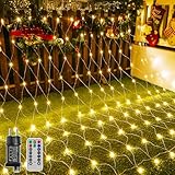 Ollny Lichternetz Außen 3x2m, 200 LED Lichterkette außen Netz warmweiß...