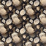 Decotalk Tapete Selbstklebend Blumen Schwarz&Gold Blumentapete 44.5X900cm...