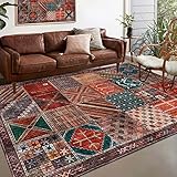 Rug-QJDDUP Teppich Wohnzimmer groß 200 x 300 cm Bunt Patchwork Vintage...