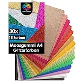 OfficeTree 30x Bögen Glitzer Moosgummi 2mm - Moosgummi Platten A4 -...