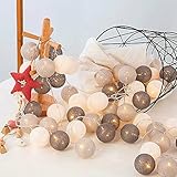 ELINKUME LED Lichterkette mit 20 Baumwollkugeln, Leuchtfarbe-warmweiß,...