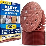 S&R Klett Schleifpapier Set 125 mm, Meister, 8 Löcher, 60 St...