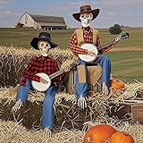 Lustige, animierte Duell-Banjo-Skelette, Country-Skelettmusiker mit...