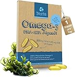 Testa Omega 3 Vegan Algenöl – Hochdosiert 300mg DHA + 150mg EPA pro...