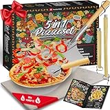 5in1 Pizza Set | Pizzastein für Backofen & Gasgrill - 2in1 Pizzaschieber -...