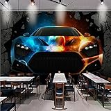 WH-PORP Benutzerdefinierte Fototapete 3D Stereo Tapete Bar Ktv Coole Auto...