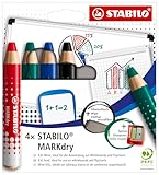 STABILO - Whiteboard- und Flipchartmarker - MARKdry - 4er Pack mit Spitzer...