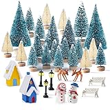 PLULON 33St Mini Weihnachten Dorfzubehör, Weihnachten Bäume Flasche...