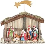PEARL Weihnachtskrippe: Weihnachts-Krippe (10-teilig) mit handbemalten...