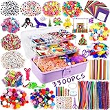 Purpledi 3300+ Stück Bastelsets für Kinder Bastelmaterial in...