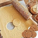 Weihnachten Geprägt Teigroller, 3D Holz Nudelholz mit muster, Teigroller...
