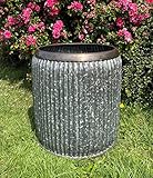 Verzinkter Vintage Dolly Tub | Großer Metall Stahl Garten Blumentopf Trog...