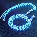 Led fließende USB Kabel,1.2M fließendem Licht Ladekabel Multi 3in1 USB...