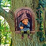 JTZXJJX Elf Out The Door Tree Hugger, Gartenstatue Zwerg Harz Zwerg Figur,...