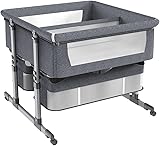 ZGHQHCDRH Babywiege, Zwillings-Babybett, Kinderbett mit Aufbewahrungskorb,...