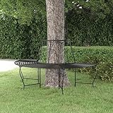 QUAHEAS Robuste Halbrunde Baumbank aus Stahl Ø159cm, Schwarze Outdoor...