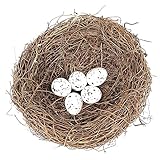 SEIWEI Rattan Vogelnest Künstliche Vogel Nest mit Eier Dekorative für...