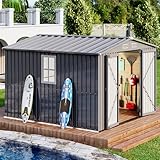 LUXOAK verzinktes Metall Gartenhaus mit Schrägdach 281x278x193cm,...