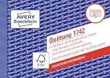 AVERY Zweckform 1742 Quittungsblock Kleinunternehmer (A6 quer, 2x40 Blatt,...