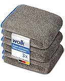 wolk Auto Trockentücher 1200 GSM Mikrofaser - 3 Stück - Farbe: grau/blau...