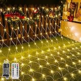 Ollny Lichternetz Außen 3x2m, 200 LED Lichterkette außen Netz warmweiß...