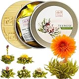 Teeblumen Geschenkset mit 6 Teerosen, Tee Set Geschenk für Frauen |...