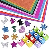 12 Motivstanzer + 10 Glitzerfolie Selbstklebend Papier Stanzer Glitzer...