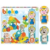 BLOKO Set 50 BIoko mit 2 Figuren zum Thema 3 kleine Schweinchen und Wolf -...
