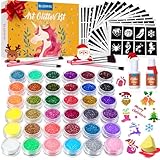 Bledras Glitzer Tattoo Set Kinder, 36 Farben Glitzertattoos für Mädchen,...