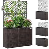Casaria® Blumenkasten Rankgitter 3 Innentöpfe Polyrattangeflecht...