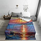 Carbono Kuscheldecke Sunset Lake Extra Weiche Baumwolldecke,Flanell...