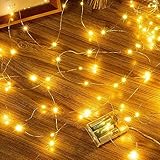 Ollny 10m Lichterkette Batterie 100 LED, Lichterketten kupferdraht...