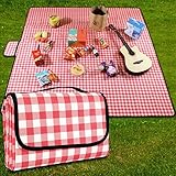 GUSUWU Picknickdecke 200 cm x 200 cm, wasserdicht, Stranddecke,...