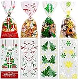 DERAYEE 120 Stück Weihnachten Cellophantüten Plätzchentüten kleine...