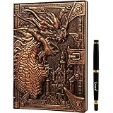 D&D Notizbuch – RPG Journal/Notebook mit 3D Bronze Drache Motiv im...