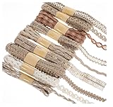 VOSSOT 9 Rollen Deko Juteband, Vintage Geschenkband Natur Stoffband Jute...