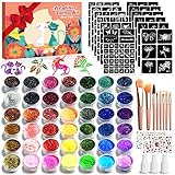 jingyuanli Glitzer Tattoo Set Kinder - 42 Farben Temporäre Glitzertattoos...