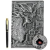 3D Drachen Vintage Tagebuch+Stift Set,A5 Notizbuch Liniert,Personal...