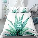 BJCJGGL Bettwäsche 220x240 GrüNe Aloe Vera Bettwäsche-Set mit...