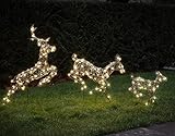 Lights4fun 3er Set Springende Harlow Rentierfamilie | mit warmweißen und...