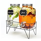 Roetell 4 Liter Getränkespender aus Glas mit Wasserhahn, 2er-Pack...