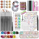 TAVADA Nail Art Pinsel und Dekorationen Set,Nail Art Dekoration Zubehör...