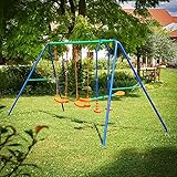 Schaukel Outdoor Metallgerüst 200kg Tragkraft Bodenanker 2X Schaukelsitz...