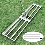 Edelstahl Rechen Rakel [120x25cm] Lawn Leveling Rake mit extra langem Stiel...