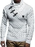 Leif Nelson Herren Strickpullover Grau mit Schalkragen/Hochwertiger...